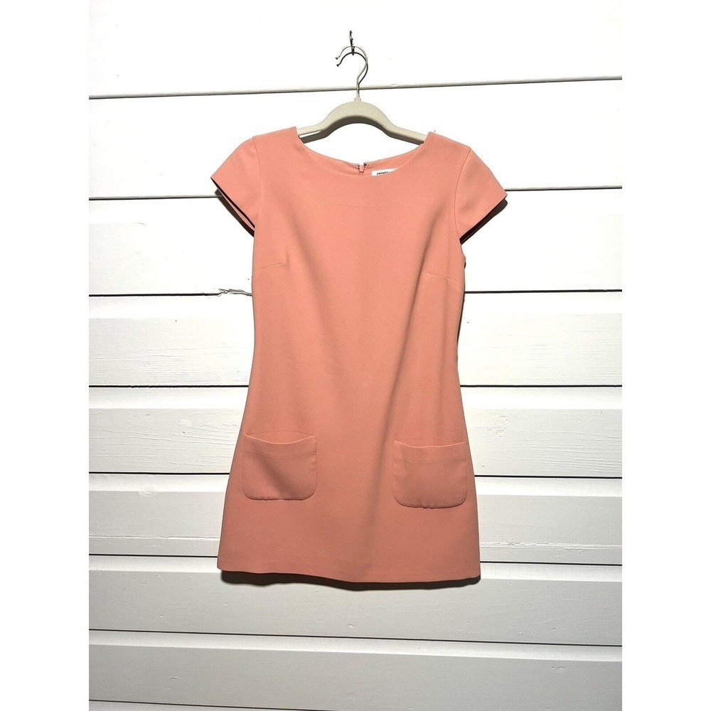 Amanda Uprichard short sleeve sheath mini dress Sz XS peach coral designer